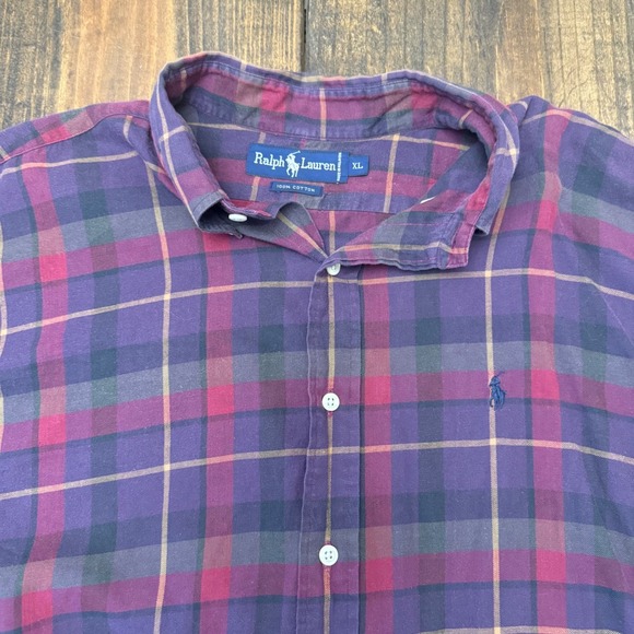 Polo Ralph Lauren Other - Polo Ralph Lauren Mens XL Purple Plaid Long Sleeve Button Down Shirt, vintage